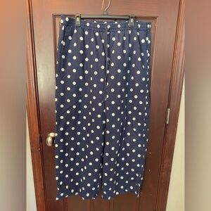 J.Cew Navy Polka Dot Wide-Leg Pants